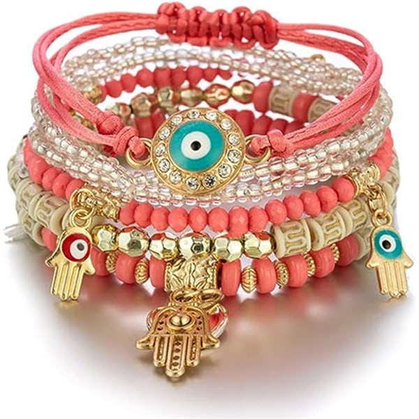 4 st Bohemian stapelbara armband Multilayer Evil Eye Hand Brace