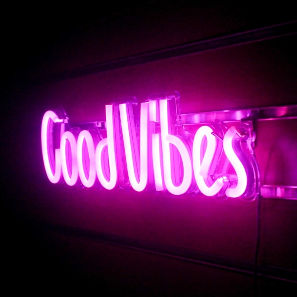 Good Vibes - Good Vibes Rosa Neon Skyltar - För Sovrum, Bar, Pub,