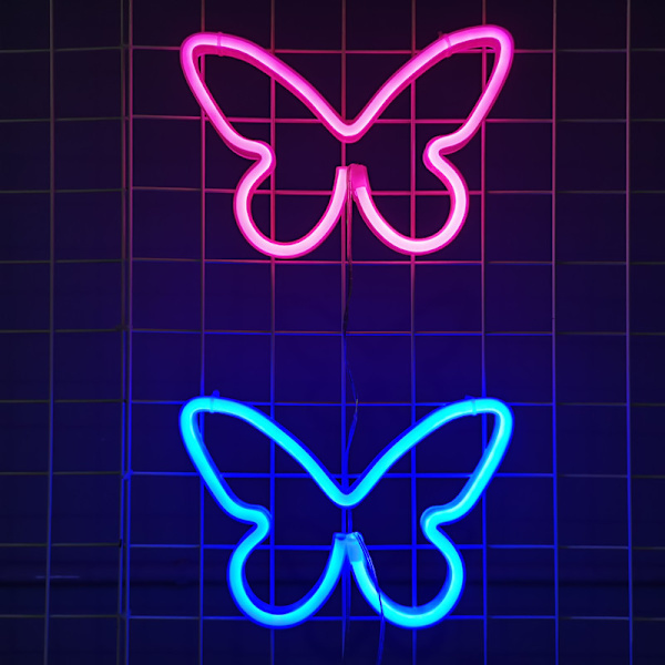 Fjärilsformade neon skyltar Neonljus LED för väggdekor Gaming