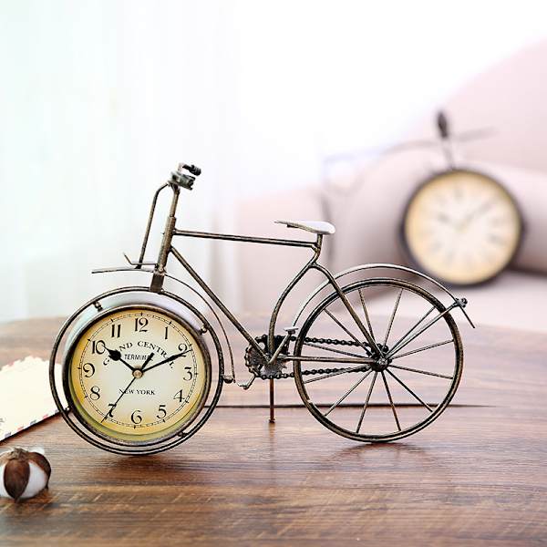 Retro järncykel typ skrivbordsklocka ingen tick tyst retro dekorativ