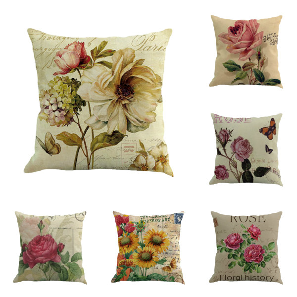 Set of 6 Pieces Cushion Cover 45 x 45 cm Pretty Flower Pattern, P