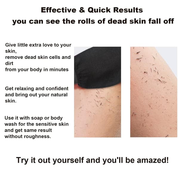 Exfolierande handske - Svart - Avlägsnar oönskad död hud, smuts och smuts.grea