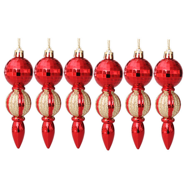 6 Pcs/Pack Christmas Tree Pendant Ornaments Unique Shape Painted Simulation