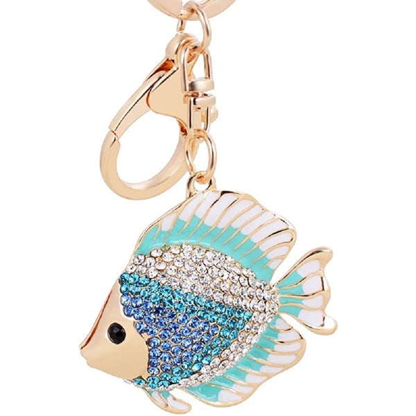 Crystal Rhinestone Fish Keychain Pretty Cute Marine Animal Goldfi