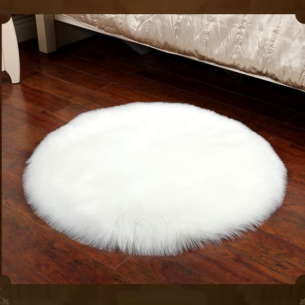 Imitert saueskinnsullteppe (hvit, 30*30CM) rundt