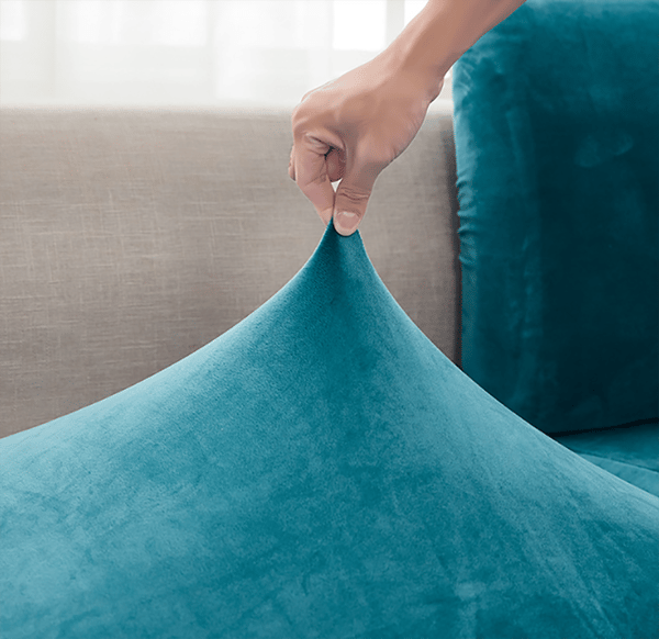 Mjuk sammetssoffa säteskuddeöverdrag - Stretch Anti-slip Soffa Cove