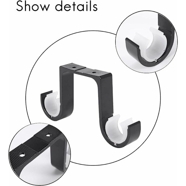2-pack gardinstångshållare i aluminiumlegering, svart
