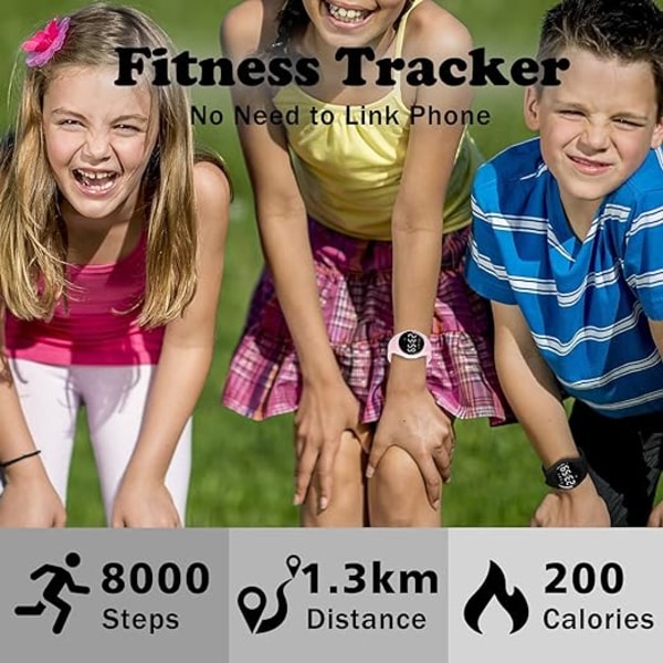Black Kids Watch, Teen Digital Fitness Tracker med Alarm/Chronog