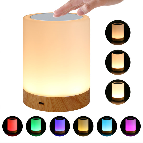 Mini LED nattlampe, fargerik nattlampe, Touch nattlampe, Re