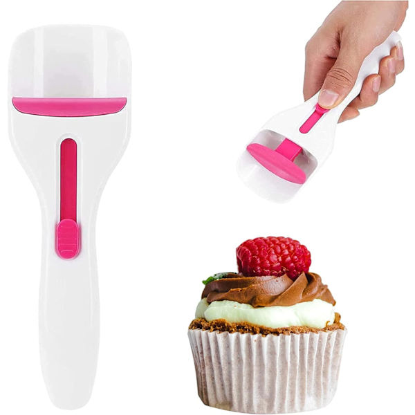 Skedfördelare för kakdeg, köksmjölpasta Dispenser skopa DIY cupcake smet skopa, One-Touch Sliding