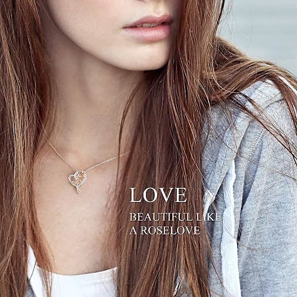 Blomsterhalsband för kvinnor Hjärta Infinity Halsband Flicka Silver Kristall Smycken Infinity Kärlek Present till Jul Alla hjärtans dag Mors dag Bröllopsdag