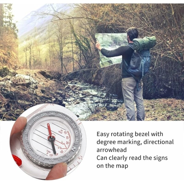 Hiking compass, military survival kit equipment, ideal for map or