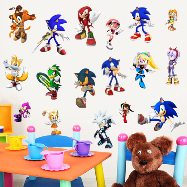 Sonic Hedgehog spillveggklistremerke gutterom PVC graffitidekorasjon