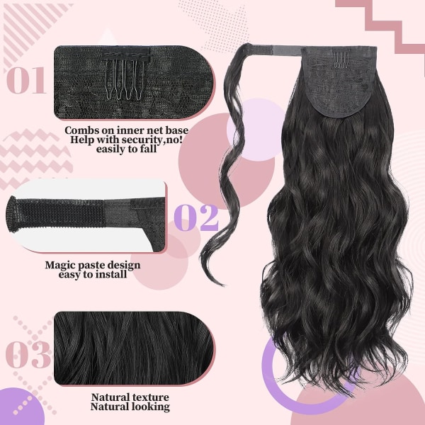 Long Wavy Wrap Around Ponytail Extension Fluffy Clip in Synthetic