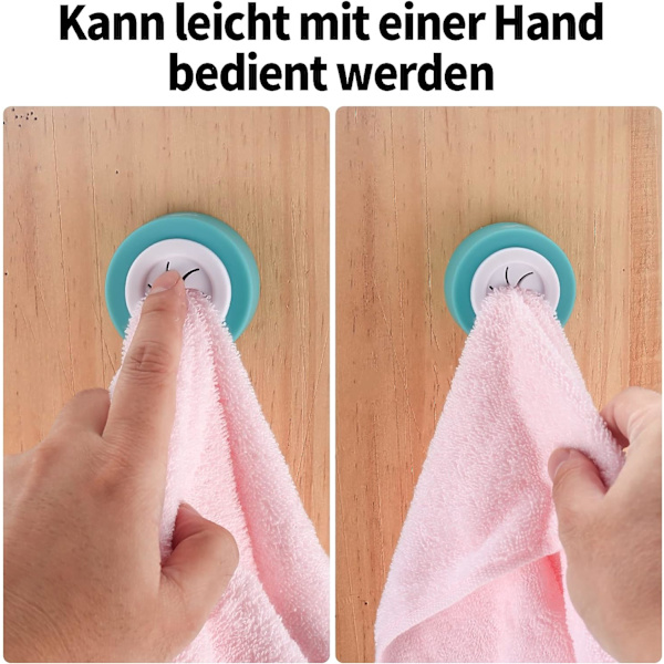 5 st handduksklipp, självhäftande kökshanddukshållare, självhäftande kökshanddukskrokar, ingen borrning rund handdukskrok för badrum, garderob, skåp, blå