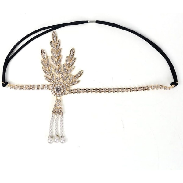 Art Deco 1920-talets Flapper Great Gatsby Blad Bröllop Brud Tiara Pea