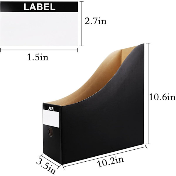 Svart tidningshållare (3-pack), tidningsställ för hem, kontor, skrivbord, 10,6'