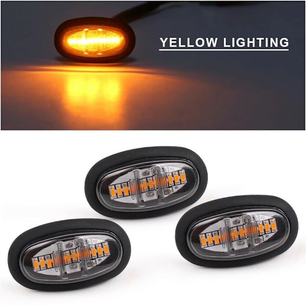 3 st Raptor Style Rökta Lins Amber LED Grill Running Lights För