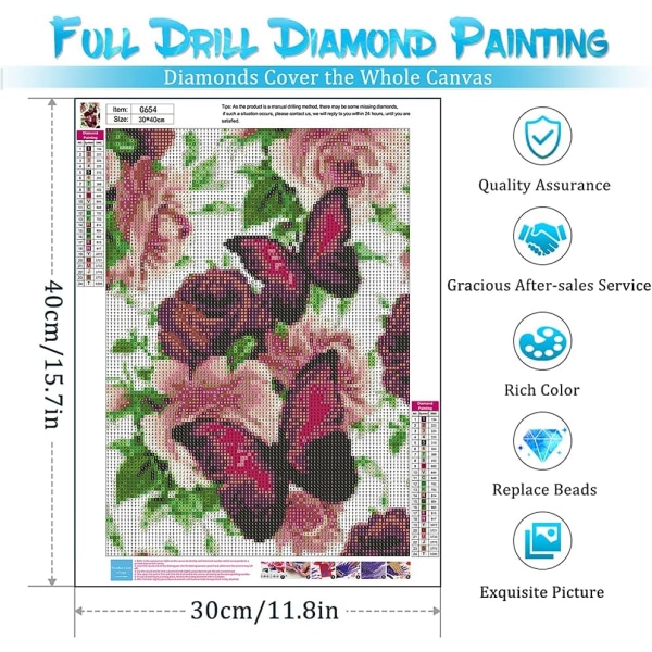 Vuxen fjäril diamantmålning kit - 5D diamantkonst kit för barn