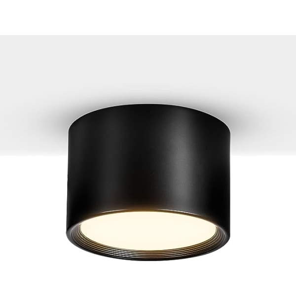LED-innertaksbelysning i svart - 12 x 12 x 8 cm