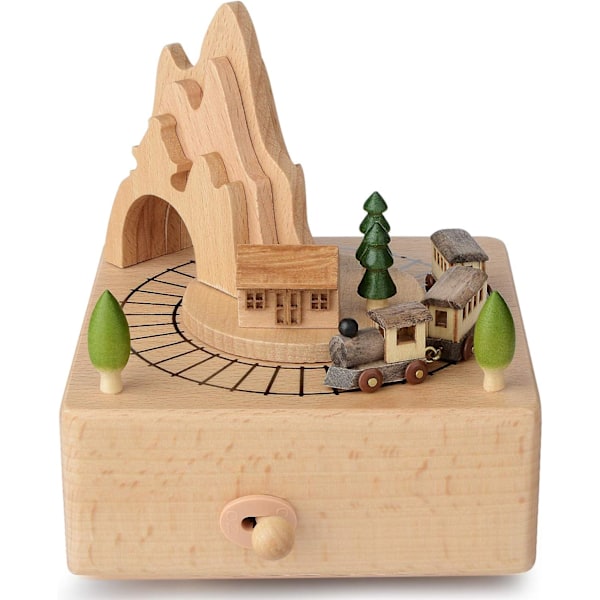 Puinen musiikkilaatikkojuna tytöille, musiikkilaatikko Smart Castle Toy Decoration B