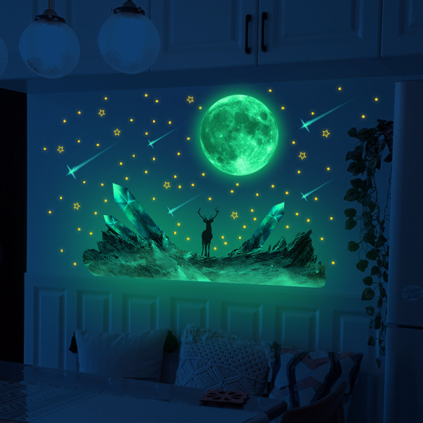 Moon meteor luminous star tapetti makuuhuone olohuone valoisa