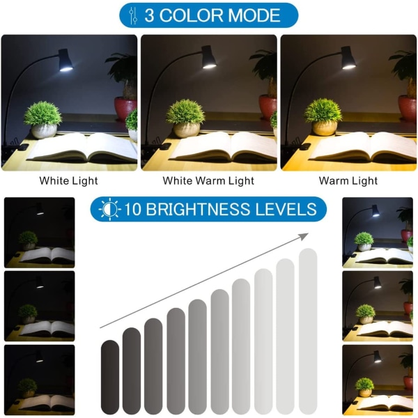 LED-läsljus, bokklämma för nattläsningsresor [Ener