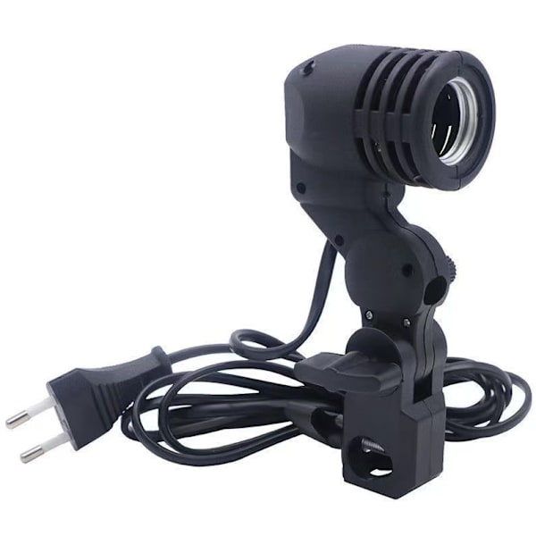 E27 Lampfäste med paraplyhållare, Fotostudio Ljus Bulb Power Socket Lampfäste, 1 Pack（Europeisk version）