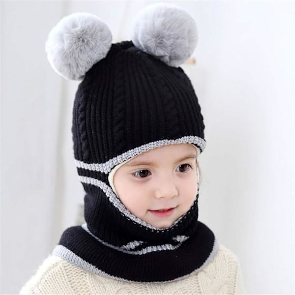 Baby Girls Boys Vinter Varma Halsduk Sjal Mössa Stickad Söt Ansiktsmask