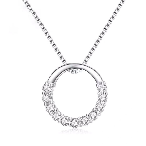 Round Cut Cubic Zirconia Necklace Pendant with Silver Plated Jewe