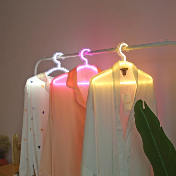 LED Neon Light Sign Clothing Holder USB Powered Hanger Night Lamp