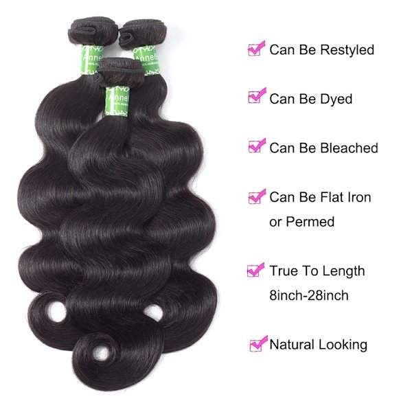 Brasilianskt hår 1 buntar Body Wave 7A Virgin Human Hair Bundles U