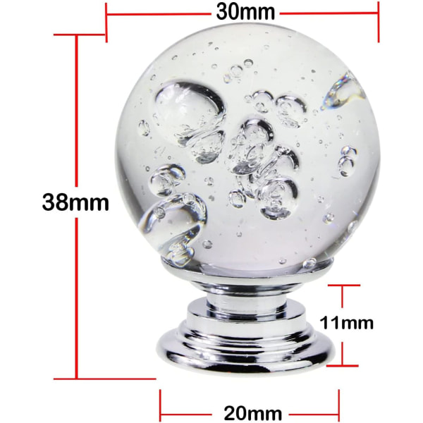 Bubble Ball Clear Crystal Glass Drawer Pulls - Cabinet Door Handl