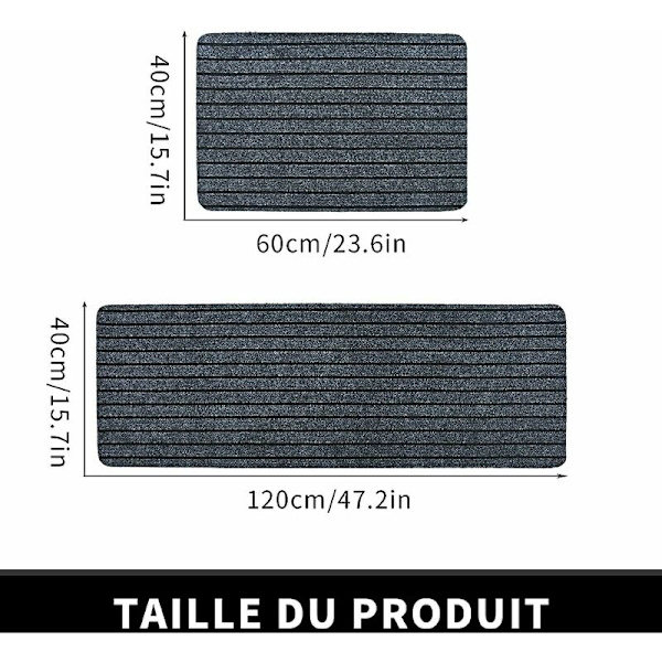 Diskho-frontmatta, set med 2 halkfria köksmattor, spårdesign, abs
