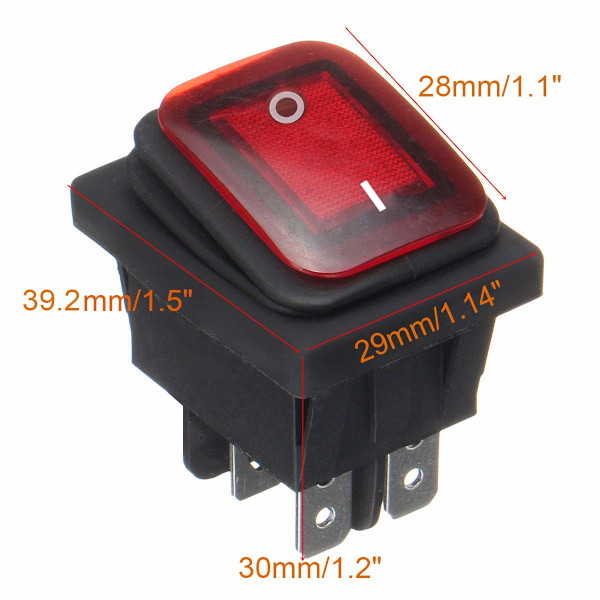 Rocker Switch [2st] På/Av Rocker Switch 4 Terminaler Rött Ljus 16A 250VAC