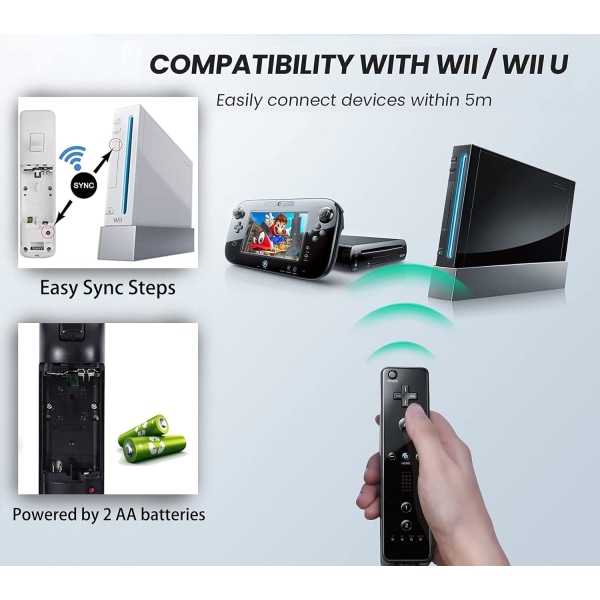 2-pack klassisk fjärrkontroll kompatibel med Wii Wii U Consol