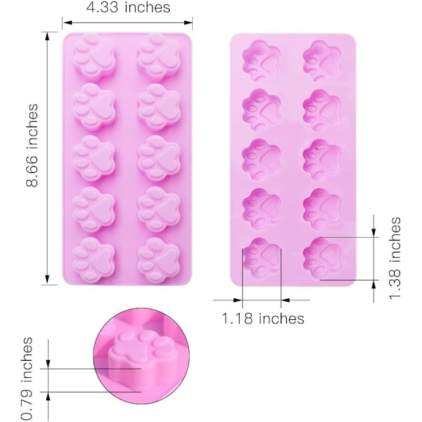 Sett med 4 non-stick silikonformer for sjokolade, godteri, gelé, isterninger,