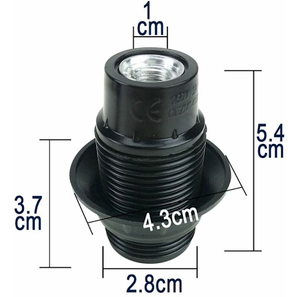 Svart E14 Lamphållare, 4 Stycken E14 Sockel, E14 Sockellampa, Solid Lampfot