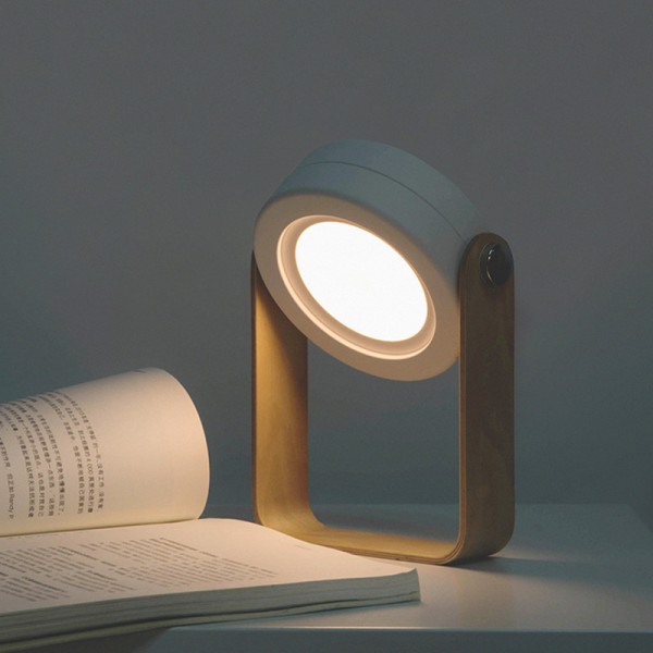 Dimbar Touch LED sänglampa Vintage skrivbordslampa med trä Han