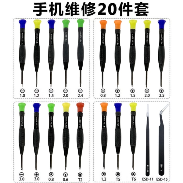 A set of mini - screwdrivers, 20 screwdrivers for service meters,
