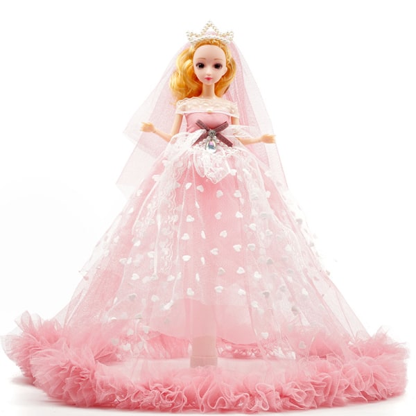 1 st rosa 30cm lång klänning bröllopsklänning kronprinsessdocka liten flickleksak presentask simuleringsögon leder kan röra sig
