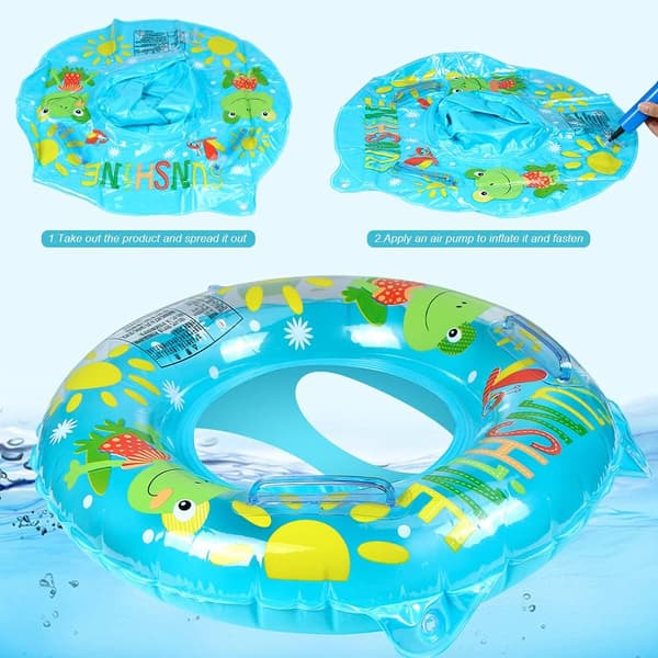 Baby Float, Simbassäng Säte, Blå Cartoon Elefanter Simringar Float