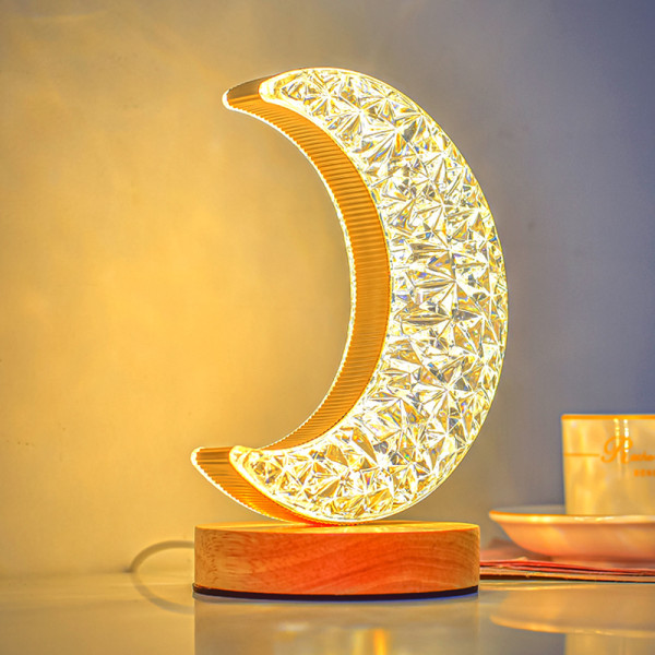 Kristall bordslampa humör ljus sovrum natt present mån dekoration