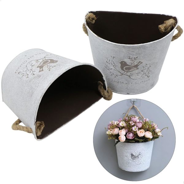 Hängande blomkruka planter - Halvcirkelformad galvaniserad väggvas