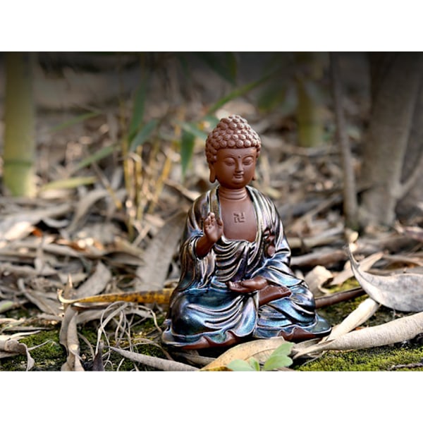 11,5 cm Buddha Figurine Trädgård Solcellslampa Sittande Buddha Staty Zen Trädgård