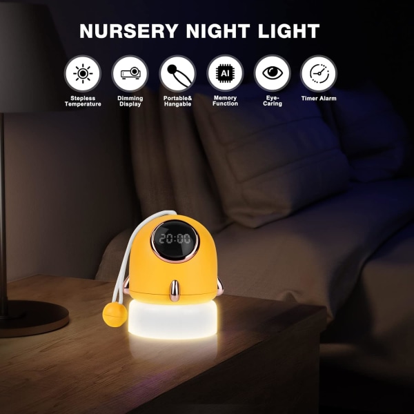 Söt nattlampa för barnrum, laddningsbar barnkammare, LED Ni