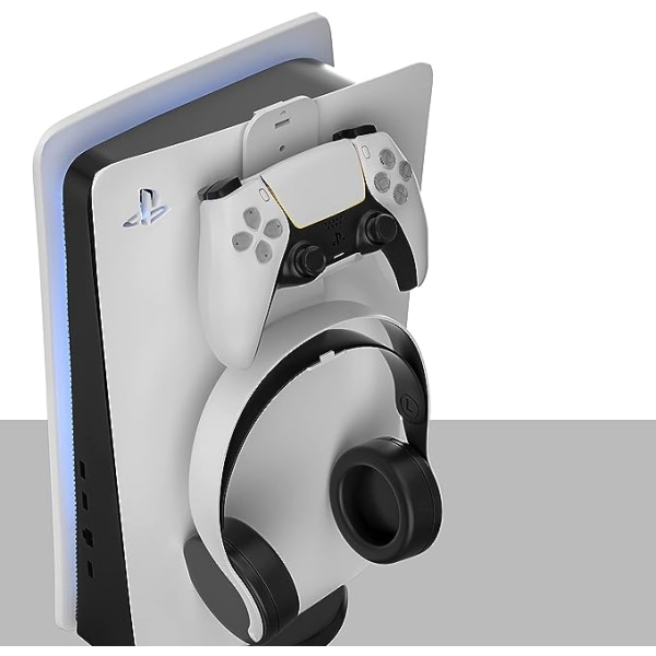 Handkontroll och hörlurshållare, PS5-headset och kontrollvägg