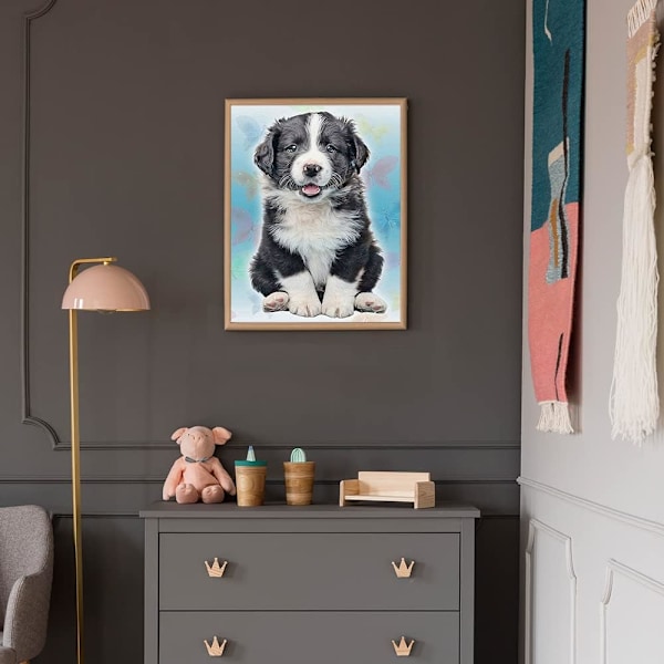 5D DIY fyrkantig diamantmålning hund, målning strassbroderi