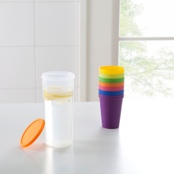 8 st plastglas återanvändbara koppar, 601-700 ml dricksglas färgglada