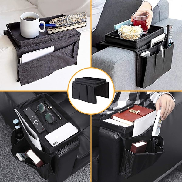 Armlæn Organizer Sofa Opbevaring Bånd Bakke Multi-Pocket Telefon Magasin Snack